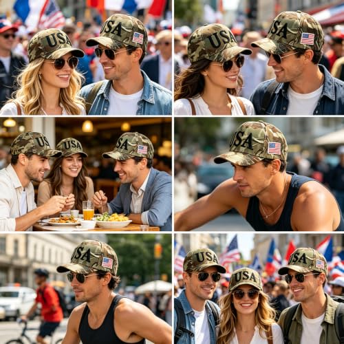 LELVK USA Hat American Flag Baseball Cap Trucker Adjustable Breathable 4th of July Accessories for Men Women Gifts — view 2