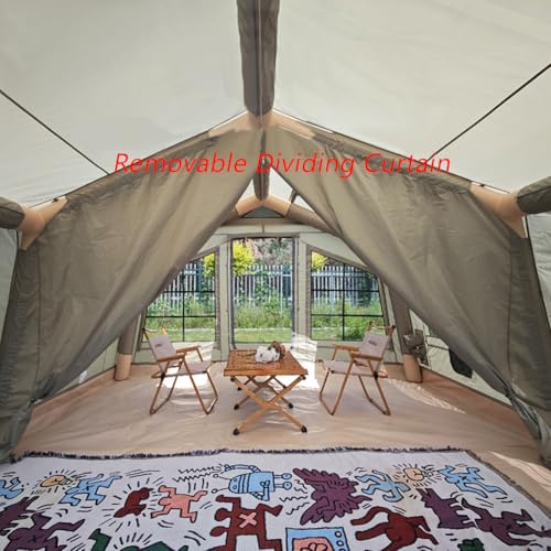Tienda de campaña para 5-6 personas impermeable desplegable con zonas separadas de estar y dormir bomba y agujero para estufa