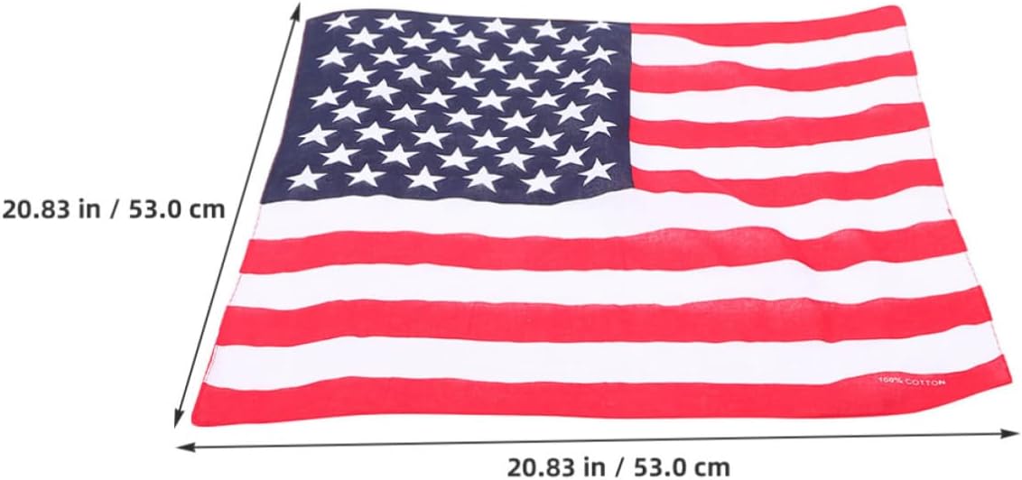 2pcs American Flag Cotton Bandana Handkerchief Neck Scarf for Travel image 2