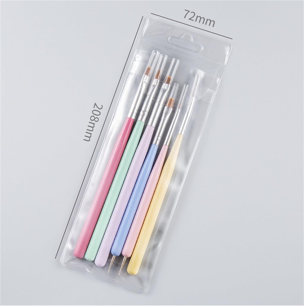Macaron Colored Wooden Pole 5 Painted Flower Faint Gradient Pen Thread Pen Light Therapy Pen Nail Pen