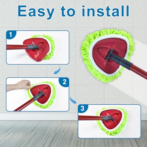 Image of Mop Replace Head for O Cedar, Spin Mop Heads Replacements for Ocedar Easywring 1 Tank Spin Mop, Chenille Duster for Ocedar Mop Include 3 Pack Microfiber Chenille Mop Pad for Ocedar Spin Mop