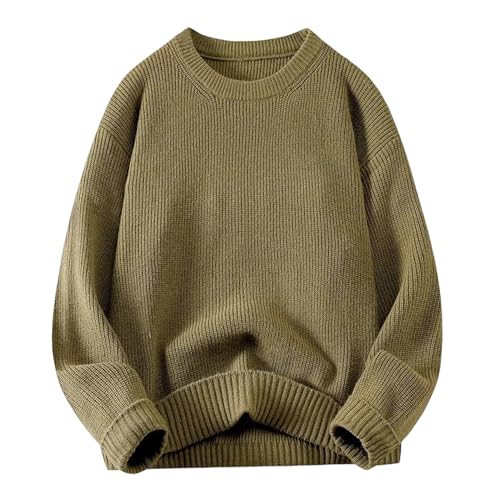Men's Knit Sweater Crew Neck Long Sleeve Casual Pullover Solid Color Warm Fall Winter Fashion Top