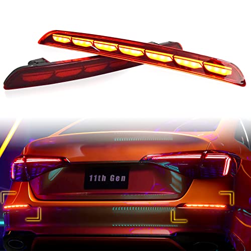 LED Rear Bumper Lights fit for Honda Civic 2021 2022 11th Gen 4-Door Sedan Tail Brake Rear Fog Lamps with Driving/Brake/Sequential turn signal Lights accessories
