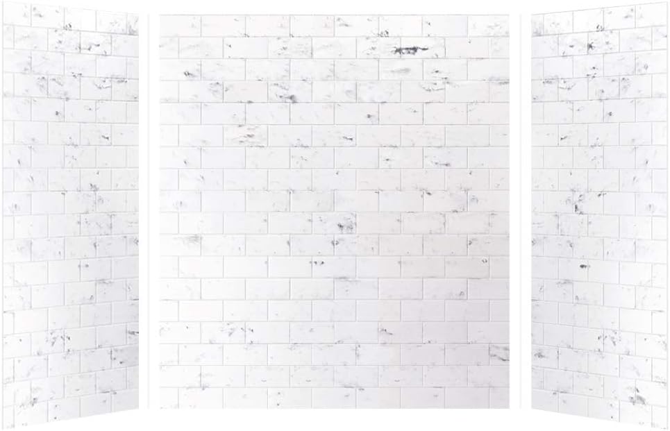 Transolid SWK603672-47 SaraMar Glue 3-Piece Shower Wall Kit, White Venito, 36-in L x 60-in W x 72-in H