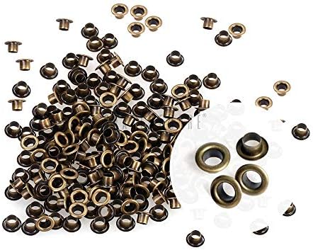 CRAFTMEMORE 2MM Hole 200PCS Tiny Grommets Eyelets Self Backing for Bead Cores, Clothes, Leather, Canvas (Antique Brass)