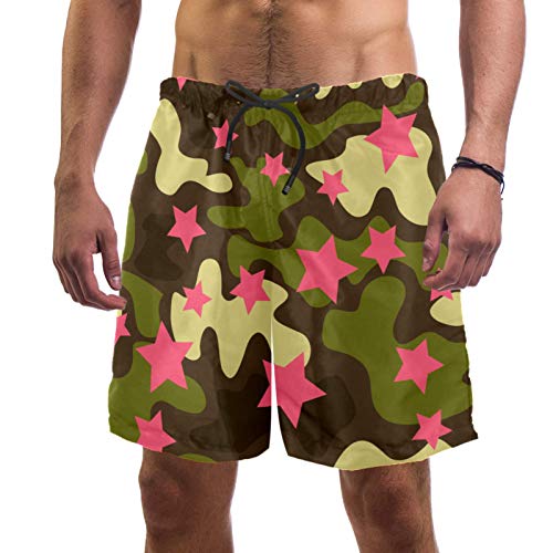 Bañador de camuflaje rosa para hombre con bolsillos funcionales de natación
