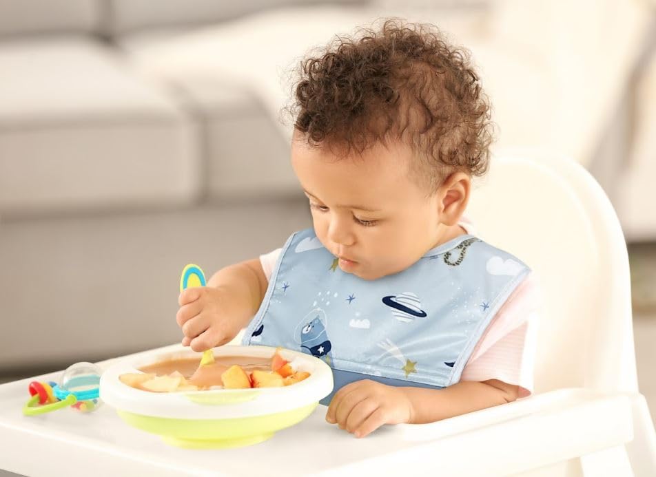 Kushies Silisoft Bib, Waterproof Top with Soft Silicone catch all pocket for Babies and Toddlers2