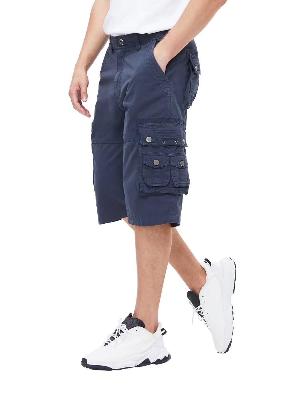 BEST SOUTH Men's Capri Long Twill Cargo Shorts Below Knee 13 Inches Cotton Relaxed Fit Casual Multi-Pocket