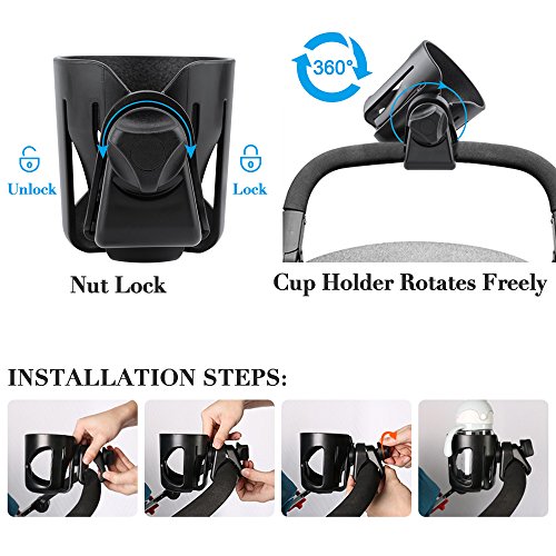 Jooheli Getränkehalter/Becherhalter für Kinderwagen Buggy,Fahrrad Universal Becherhalter Babyflasche Flaschenhalter für Trinkflaschen Nuckelflaschen Kaffeehalter