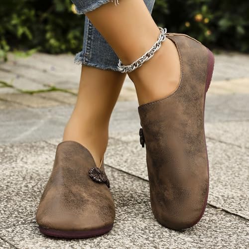 Women's Flat Shoes Closed Square Toe Slip on Ballet Mary Jane Ballerina Flats for Women Dressy Comfortable Casual Retro Business Work Low Top Non-Slip Lightweight Flat Walking Shoes3