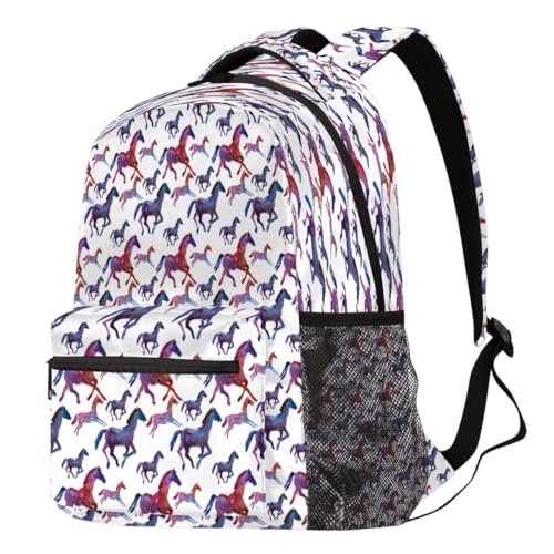 Sac à dos décontracté pour ordinateur motif cheval aquarelle
