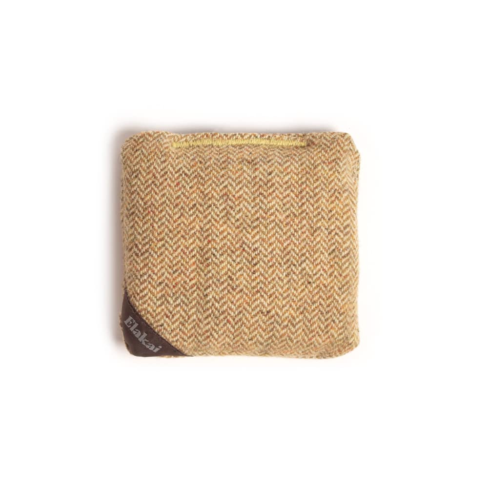 Elakai Cornhole Bags All Weather Single Sided Herringbone Travel Size and Weight Set of 4 Ochre Yellow 4 in x 4 in