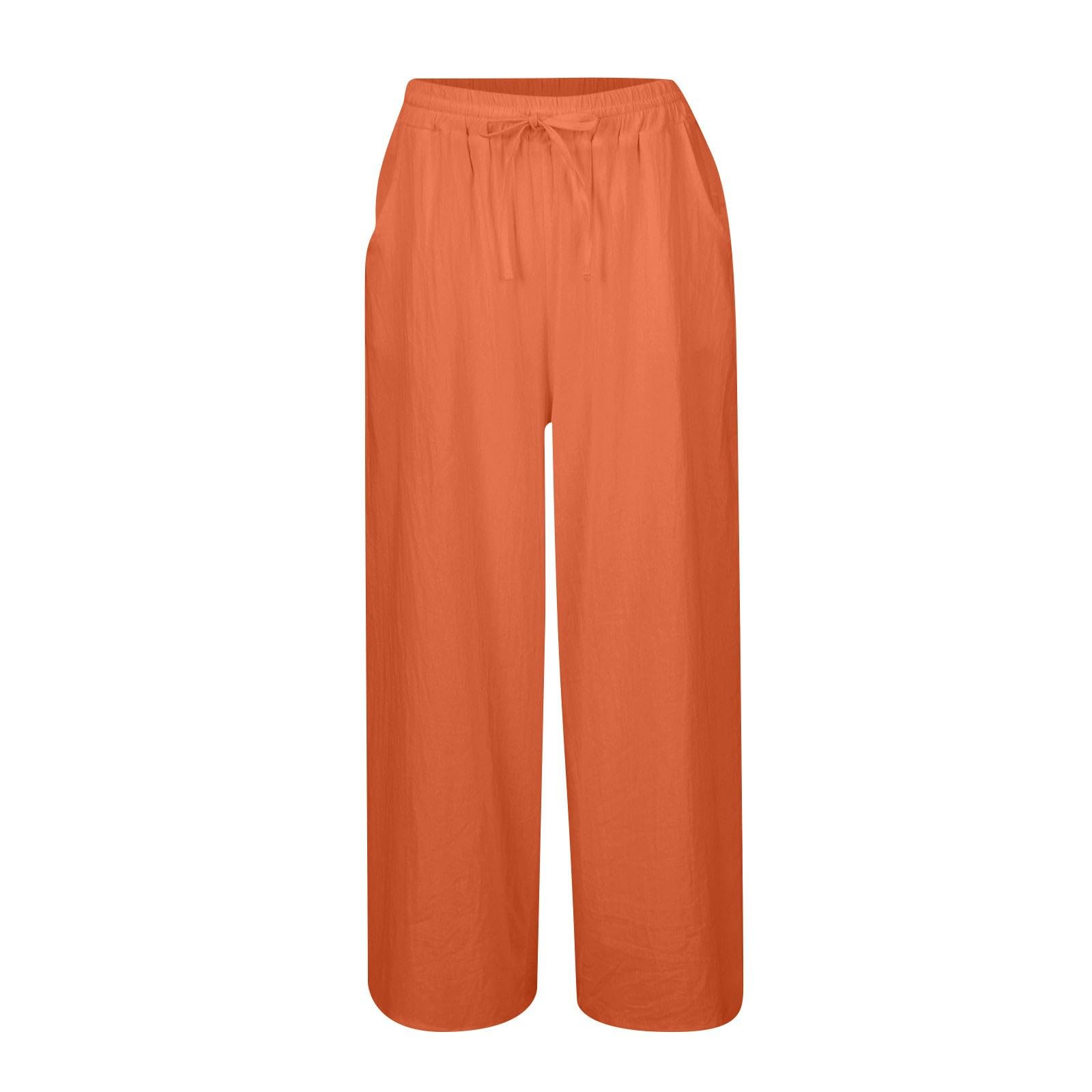 Business Casual Pants for Women Boho Pants for Women Comfy Pants Women Pantalon De Vestir para Mujer Business Casual Summer Pants for Women Black Palazzo Pants for Women Pants(Orange,L)