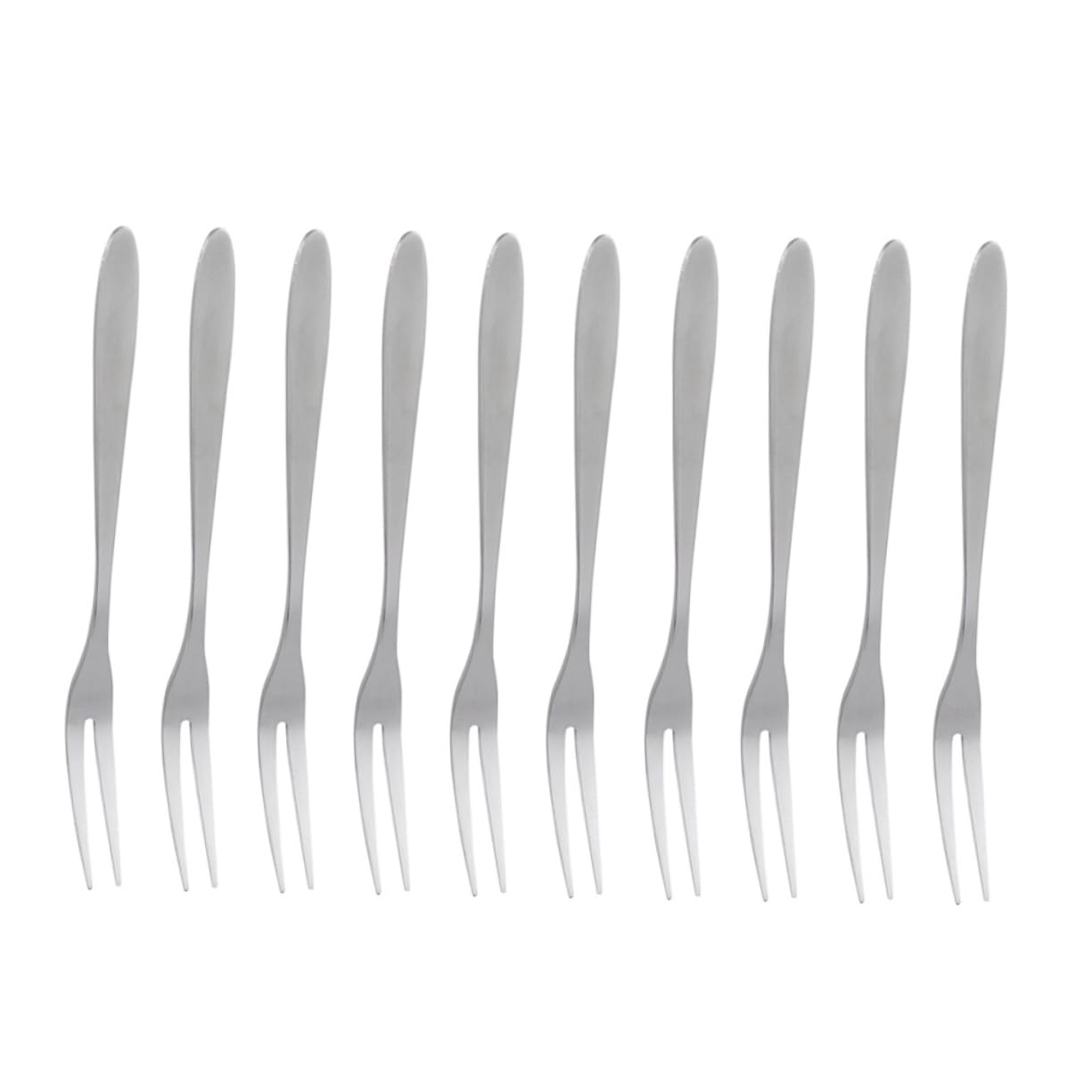 COLLBATH 20pcs Stainless Steel Fruit Forks Two Teeth Dessert Forks Practical for Party Supplies Banquet