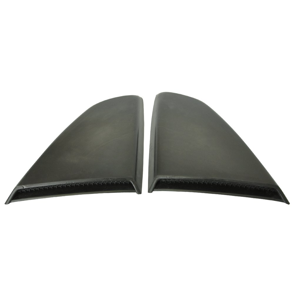 IKON MOTORSPORTS Window Louver Compatible with 2015-2023 Ford Mustang, R Type Side Window Louver Unpainted Black PU Polyurethane