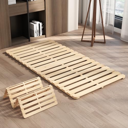 LILYPELLE Floor Bed Frame Foldable Tatami Bed Frame Breathable Moisture-Proof Bed Plate Japanese Floor Beds Wood Slatted Floor Bed Frame for Floor Sleeping or Futon Mattress Twin