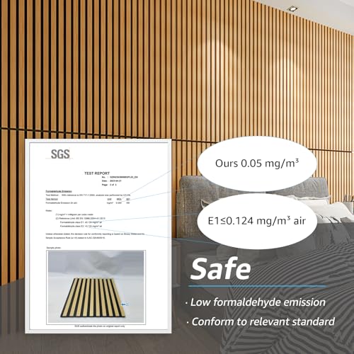 Image of Art3d 6-Pack Soundproof Wood Slat Wall Panel, 94.5 x 7.9 Inch, Warm Teak
