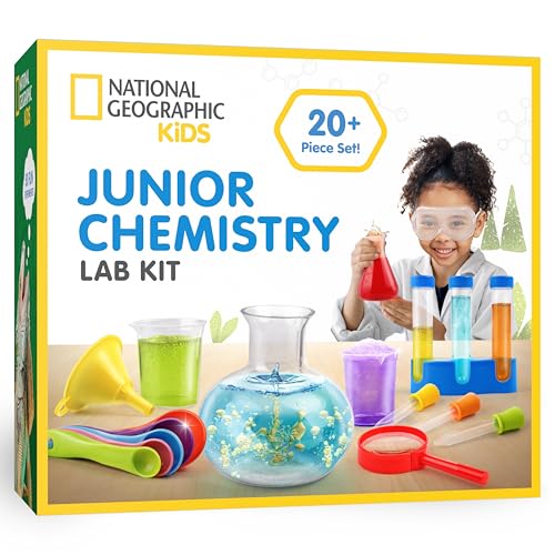 NATIONAL GEOGRAPHIC Kids Junior Chemistry Set - Full Early Learning Lab Kit with 50 Science Experiments for Kids & 20+ Lab Tools Chemistry Set
