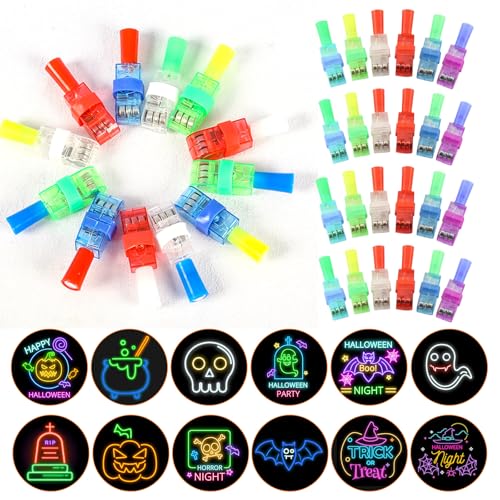 CHENBOOW Halloween Leuchtringe,36 Stück Finger Lampe,LED Fingerlichter,Leuchtende Ringe,LED Bunt Fingerlicht,Fingerring Leuchtringe,für Karneval,Fasching,Mottoparty,Halloween,Cosplay Party