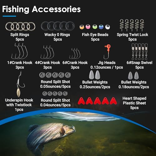 SMMYMGF Fishing Lures Tackle Box Kit,Saltwater Freshwater Fishing Gear and Equipment,Including Bionic Swimbait,Top Water baits,Soft Plastic Baits, Accessories etc for Bass,Trout, Salmon.