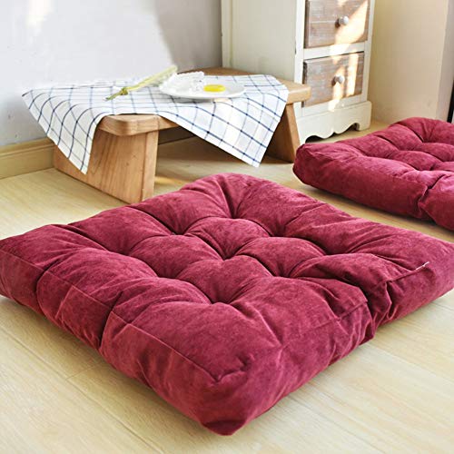 EGOBUY Solid Square Floor Pillow Tufted Thicken Chair Pad Tatami Thicken Seat Cushion