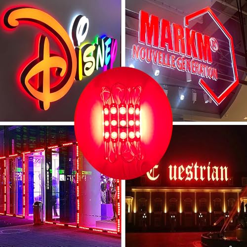 Image of LED Module Super Bright 200 PCS Red 2835SMD 3 LED Module Waterproof Decorative Light for Letter Sign Advertising Signs with Tape Adhesive Backside (Red)