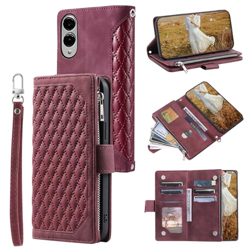 Housse portefeuille Samsung S25 Edge rouge vin idéale pour vos sorties