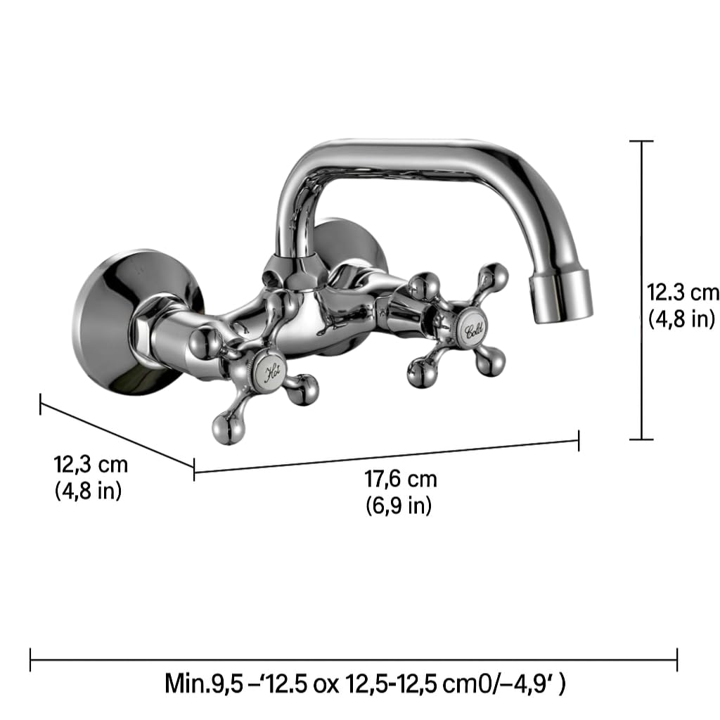 AQG Athos Wall Tap for Sink - Bimando Classic Vintage Kitchen - Elegant Design and Superior Functionality - Bright Chrome - Image 4
