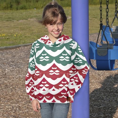 Kids Hoodies Sweaters Christmas Xmas Trees Hooded Sweatshirts with Big Pockets for Boys Girls B04003014