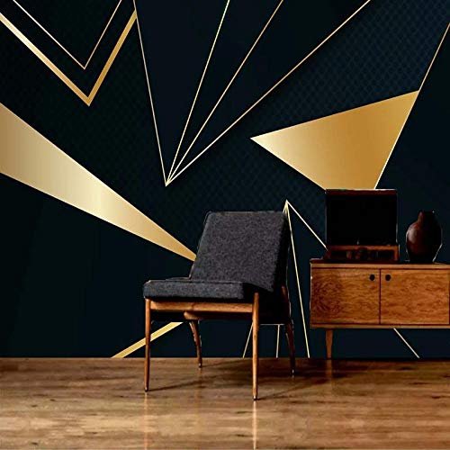IWJAI fotowalls Photo Wallpaper murals Golden Abstract Geometric Triangle Self-Adhesive Wallpaper 3D Murals Children's Bedroom 3D Waterproof Wall Stickers