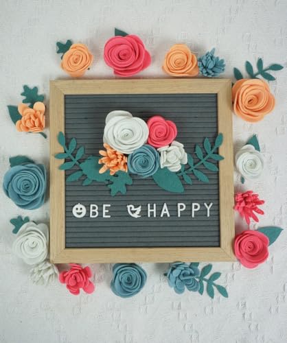 Image of BAZIMA Felt Flowers and Succulents Kit - DIY Wreaths, Vertical Garden, Baby Shower, Create Headbands - 20 Felt Flowers and 17 Leaves