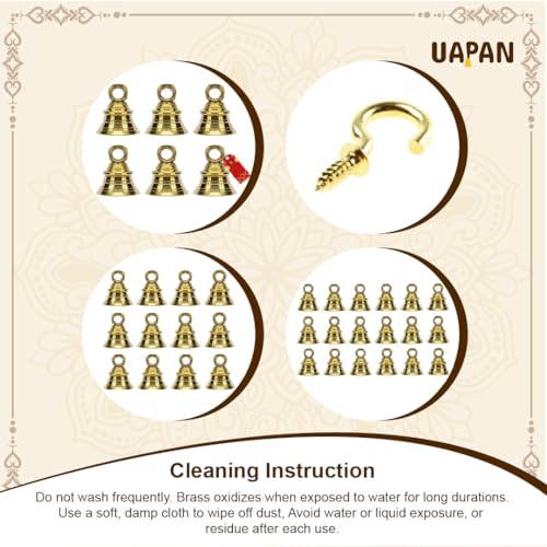 Image of UAPAN Brass Hanging Bell Home, Temple Decoration with J Hook Medium (2.5 Inch, Pack of 12)