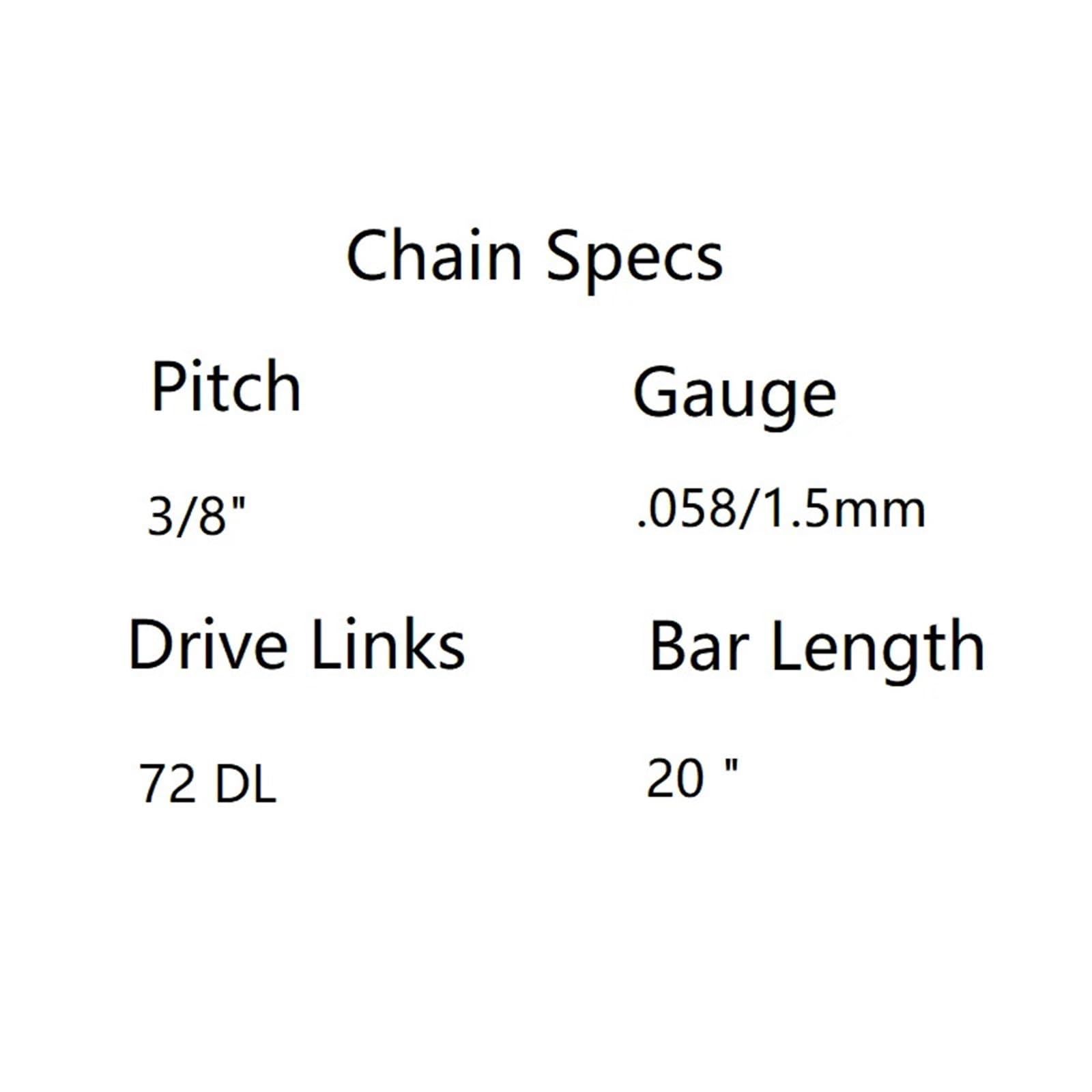 Cadena Motosierra Cadena de Motosierra 3/8 .058/1,5 mm 72DL Cadenas de Dientes aptas for Sierra de 50 cm(5PCS 72DL Chains)