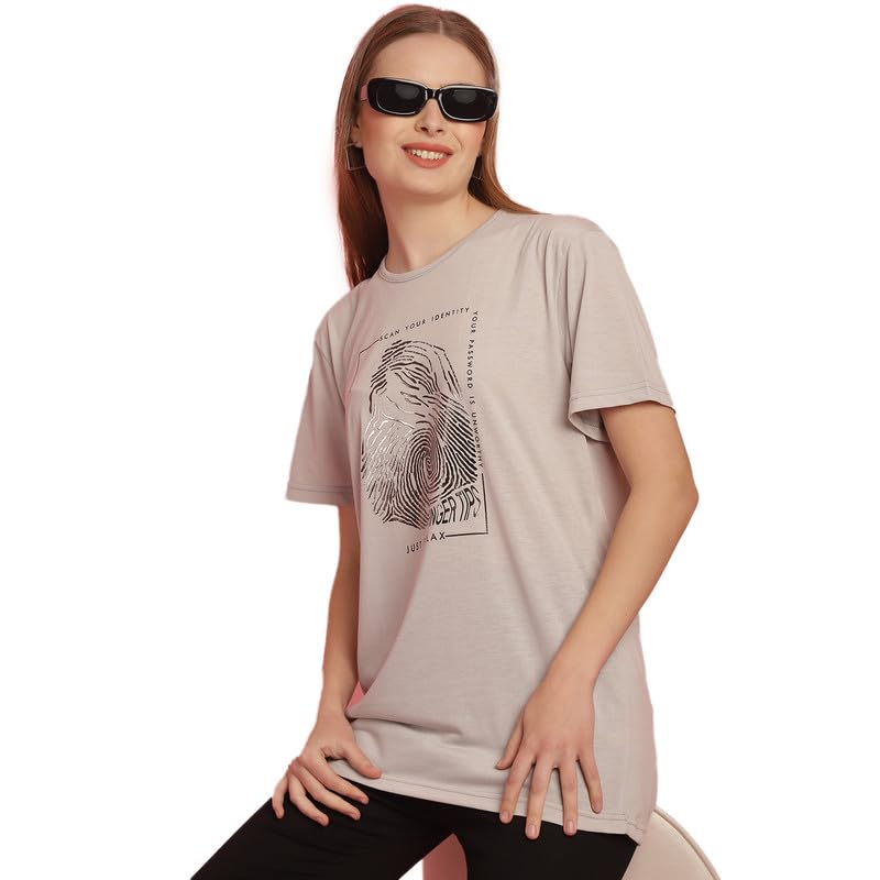 Image of Round Neck Cotton Printed Women Regular Fit Tshirt-P1950