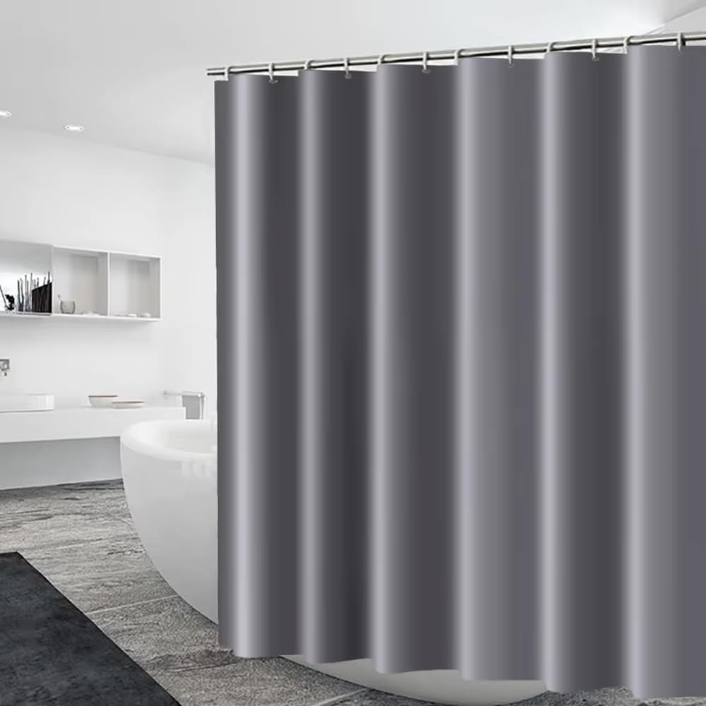 Rideau de douche en tissu gris supérieur 145x185 cm imperméable et finitions soignées