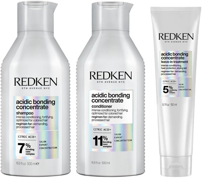 PACK Acidic Bonding Concentrate Shampoo 500ml, Conditioner 500ml and Leave-In Treatment 150ml Bond Repair Supersize Bundle