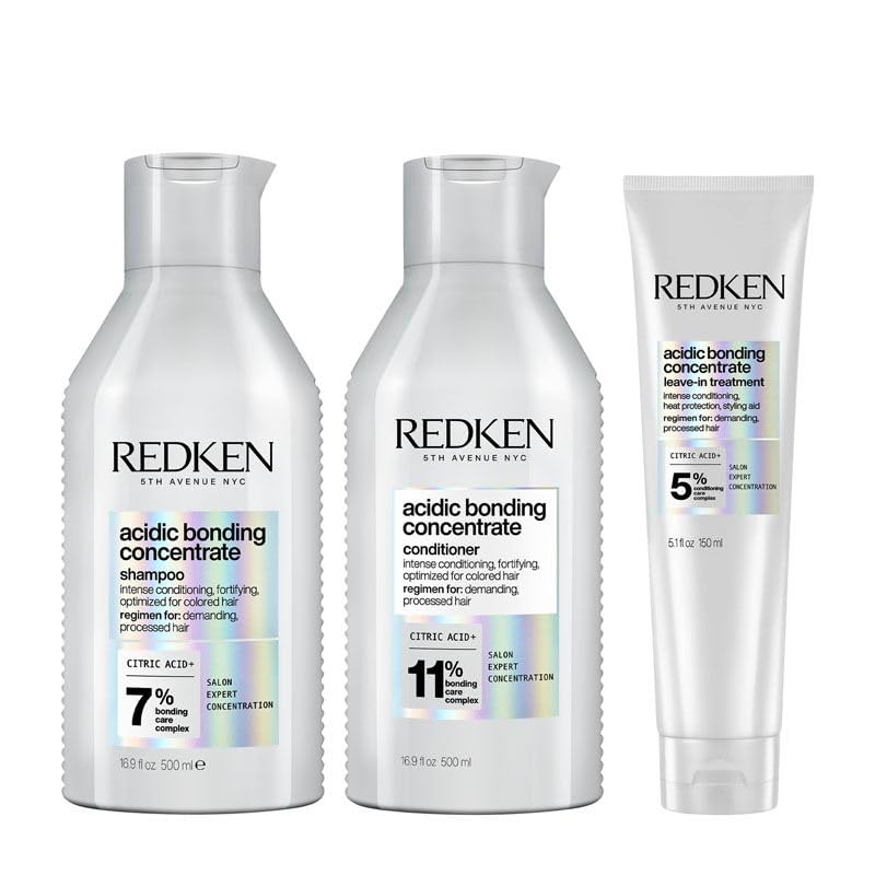 PACK Acidic Bonding Concentrate Shampoo 500ml, Conditioner 500ml and Leave-In Treatment 150ml Bond Repair Supersize Bundle