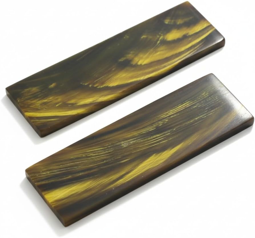 Buffalo Horn Streaked Knife Handle Scales, Polished Blank Pair, DIY Knife Making Material, Natural Horn Crafting Supplies Fixed Blade Handle Material, Streaked Horn Blank Set (PACK OF 1 PAIR)