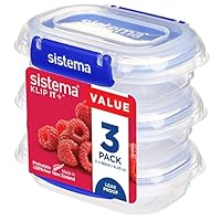 Sistema KLIP IT PLUS Food Storage Containers | 180 ml | 3 Piece Airtight Containers Set | Leak-Proof Seal | Easy Locking Clips | BPA-Free
