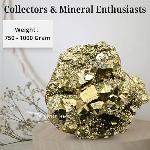 Image of Pyrite Stone Original Cluster Samples - High Energy Natural Iron Pyrite Stone Gold Rock Reiki Crystal Used for Increased Willpower and Manifestation (750-1000 gram Pyrite)