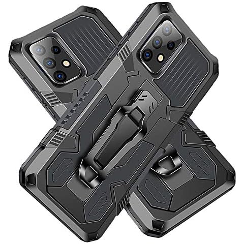 Ranyi for Samsung Galaxy A32 5G Case, Military Grade Drop Protection Armor Case with Metal Belt Clip Built-in Kickstand Dual Layer Full Body Protective Case for Samsung Galaxy A32 5G 6.5" -Gray Cover