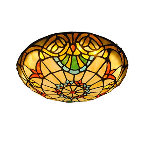 YWYU Plafoniera da incasso Tiffany Barocco tondo Paralume in vetro colorato Lampada da soffitto Apparecchio a soffitto Lampadario Lampada da notte for camera da letto Balcone Corridoio Corridoio