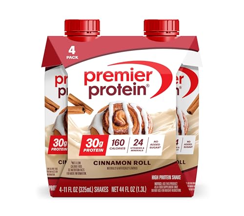 Image of Premier Protein Shake, Cinnamon Roll, 30g Protein, No Added Sugar, 24 Vitamins & Minerals to Support Immune Health, 11 fl oz, 4 Pack