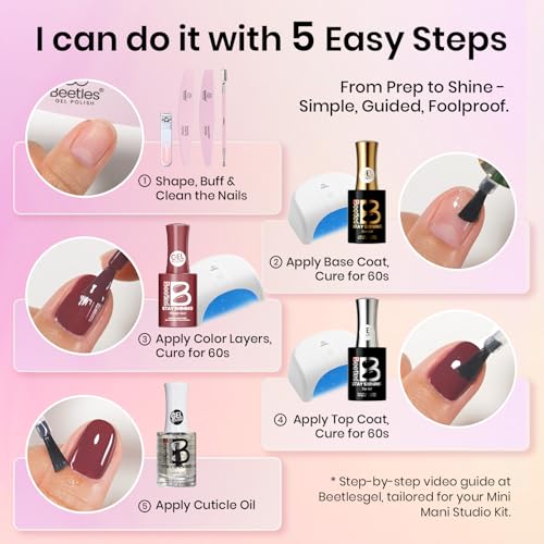 Image of Beetles Stay Shining 23 Pcs Gel Nail Polish Kit with UV Light, 12 Color Nail Manicure Studio Kit Cozy Elegance and Base Gel Glossy &Matte Top Coat Cuticle Oil & Nails Tools, DIY Salon-Quality at Home