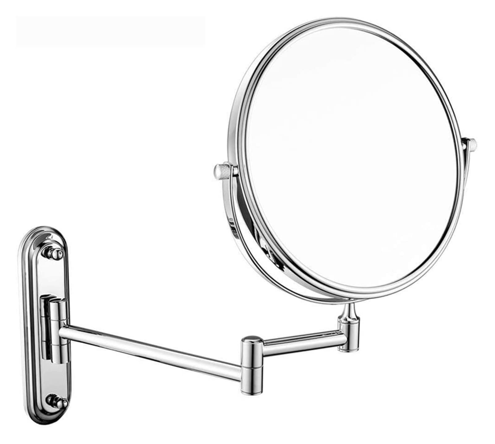 Miroir mural pliable de maquillage argenté double face 8 pouces avec zoom x10 de précision