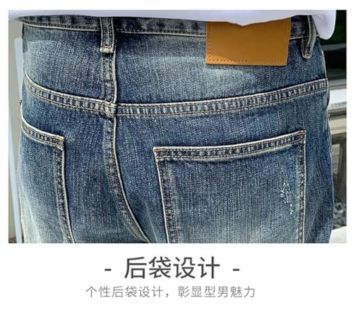 Men's Ripped Patch Embroidered Jeans High Street Tapered Jeans4