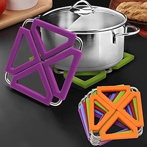 Setof5siliconetrivetmatexpandablehotpotholderwithstainlesssteelframeforhomekitchenheatresistantinsulatedhotpadscoasterstabledishmattablewareplacematforhotpansbowls Urban Country Home Decor Set of 5 silicone trivet mat expandable hot pot holder with stainless steel frame for home kitchen heat resistant insulated hot pads coasters table dish mat tableware placemat for hot pans bowls urban country home decor