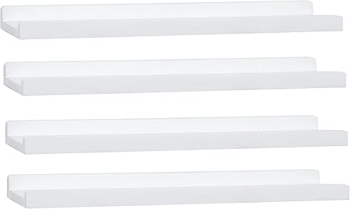 Miniatura 19 de PHOENANCEE Juego de 4 estantes flotantes largos de 36 pulgadas, estantes de madera para pared con repisa, marcos de fotos rústicos para sala