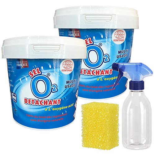 Sel Détachant 2x1kg + Flacon Pulvérisateur + Eponge - Fabrication Française