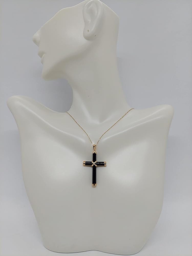 国内で当店のみ 666999 - Onyx cross necklace Black Onyx Cross Pendant Necklace for Men - RTZN